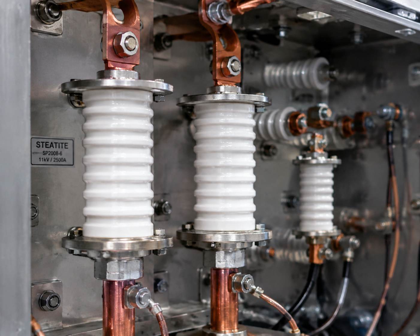 Steatite ceramic bushings used for electrical insulation in high-voltage equipment